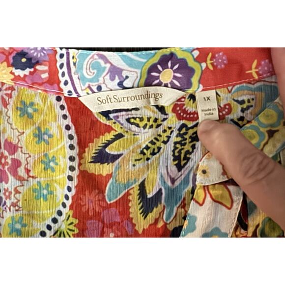 Soft Surroundings Sheer Paisley Floral Bohemian Resort Oversized Tunic Top 1X - Picture 3 of 12